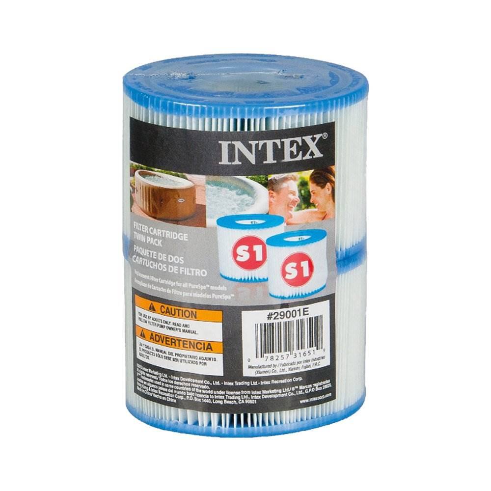 INTEX FILTER TWIN PACK CARTRIDGE  
PAQUETE DE DOS CARTUCHOS DE FILTRO S1  
Cartridge for all PureSpa models  
PureSpa A V NUTL  
CAUTION #29001E  
IN REAS ANG LIERAO  
WANUAL A ADVERTENCIA & MEA VOLS OE 31651  
PROMETARO AGJUNTO 78257  
ILIZADO POR abrcad 20  
Manufactured (Twmer) Co. LN Prte - Devalopment Recreation Corp. Co, LM Inter Trading Ltd  
broex Countries L/ Marcan - - mundo bejs under license bom Intes Merketing LMd.  
G.0 Teencia to Development Co. - Cor, RO Snten Trading Ld.  
Intex 1440 Long Beach CA 90001