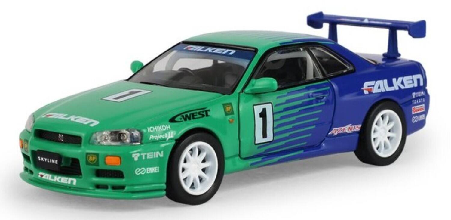 PopMarket - 1:64 Falken Skyline GT-R (R34) TAS HK Trade Show Exclusive Die-Cast Car - COLLECTIBLES - Multicolor
