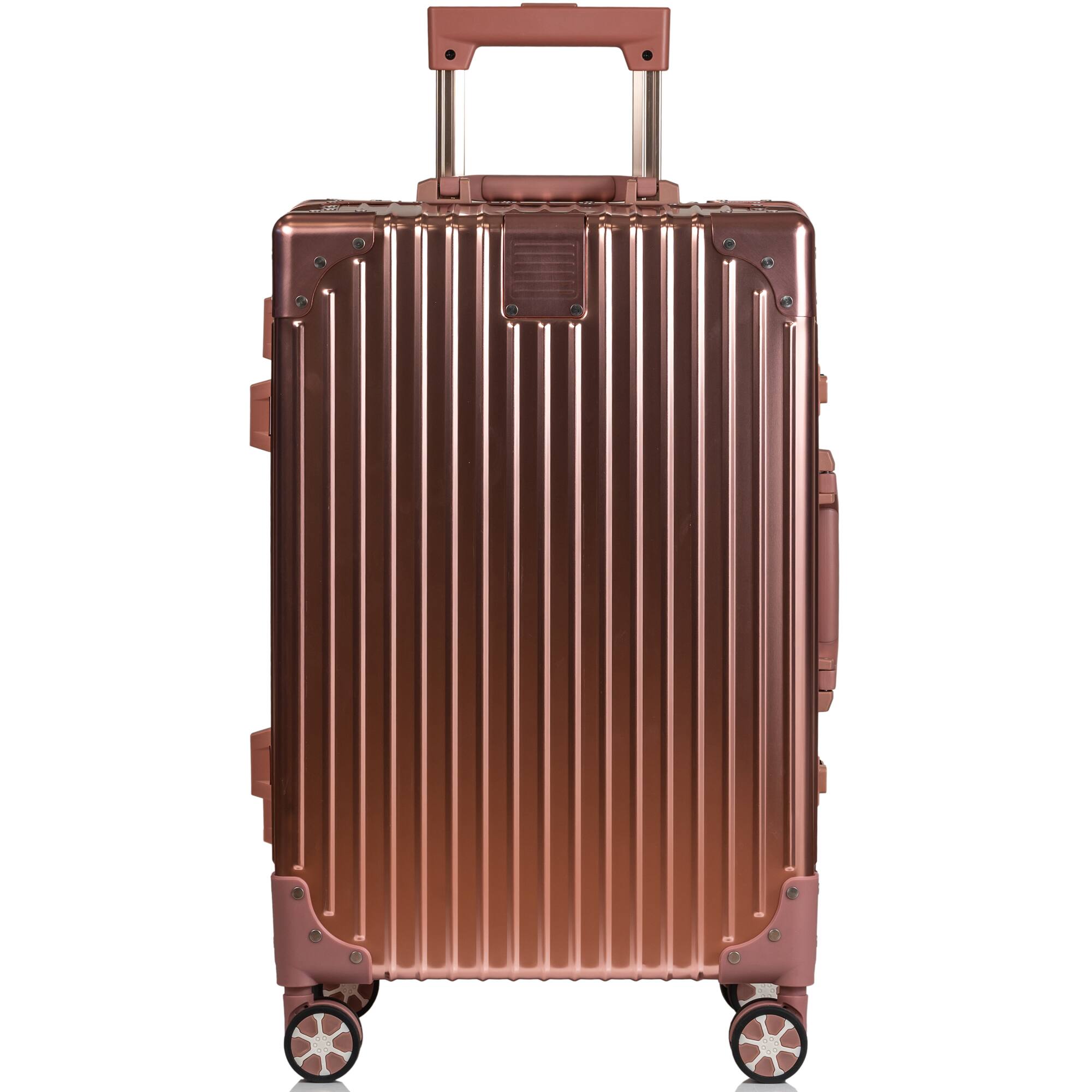 Front. Champs - Elite Aluminum Collection Carry-on Luggage Case - Rose Gold.