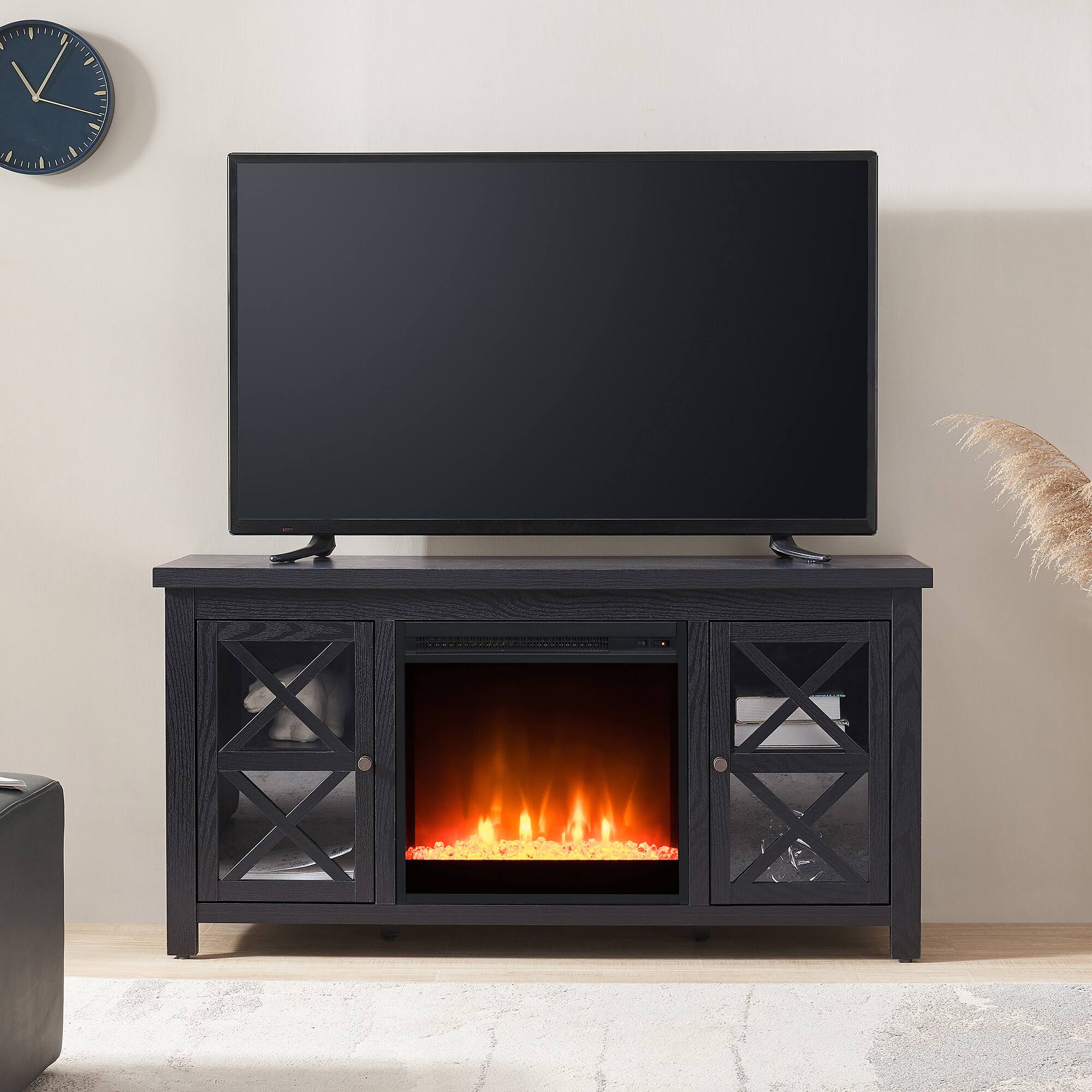 Alt View 14. Camden&Wells - Portland Crystal Fireplace TV Stand for Most TVs up to 55" - Obsidian.