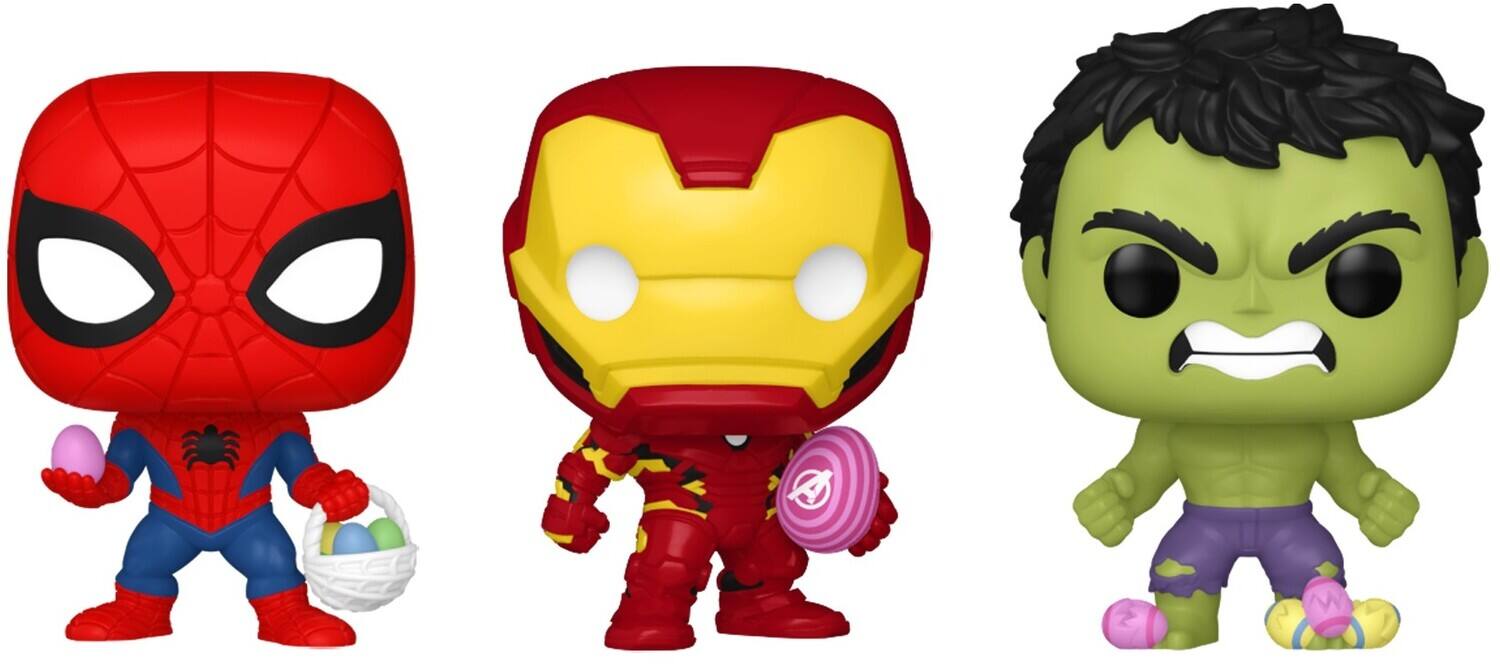 Alt View 1. Funko - FUNKO Pocket POP!: Marvel Easter 3-Pack - Hulk, Spider-Man, Iron Man 3-Pack   - Collectibles - Multicolor.