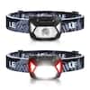 Front. Lepro - Battery-Powered LED Head lamp, 6 Modes Super Bright with Adjustable Headband, IPX4 Waterproof for Outdoor, 2-pack - Black.