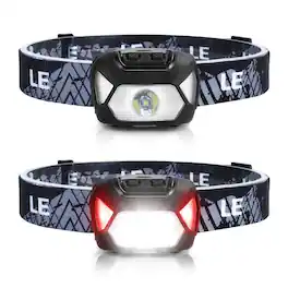 Lepro - Battery-Powered LED Head lamp, 6 Modes Super Bright with Adjustable Headband, IPX4 Waterproof for Outdoor, 2-pack - Black