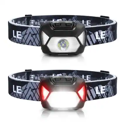 Front. Lepro - Battery-Powered LED Head lamp, 6 Modes Super Bright with Adjustable Headband, IPX4 Waterproof for Outdoor, 2-pack - Black.