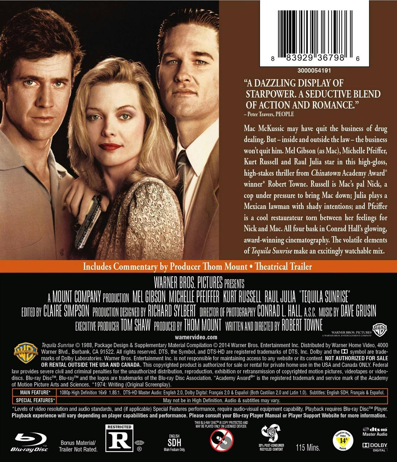 Back. Tequila Sunrise [Blu-ray].