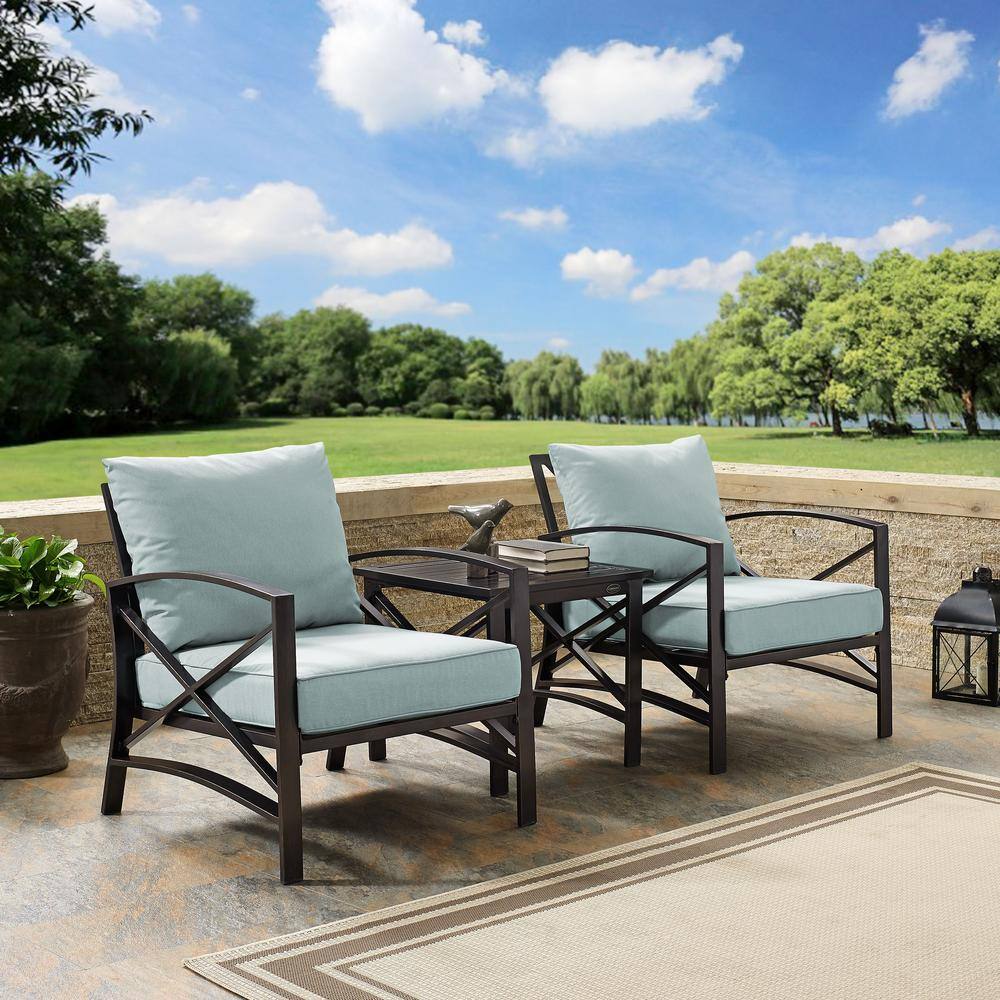 Alt View 4. Crosley Furniture - Kaplan 3Pc Outdoor Chair Set - Side Table & 2 Chairs - Mist.