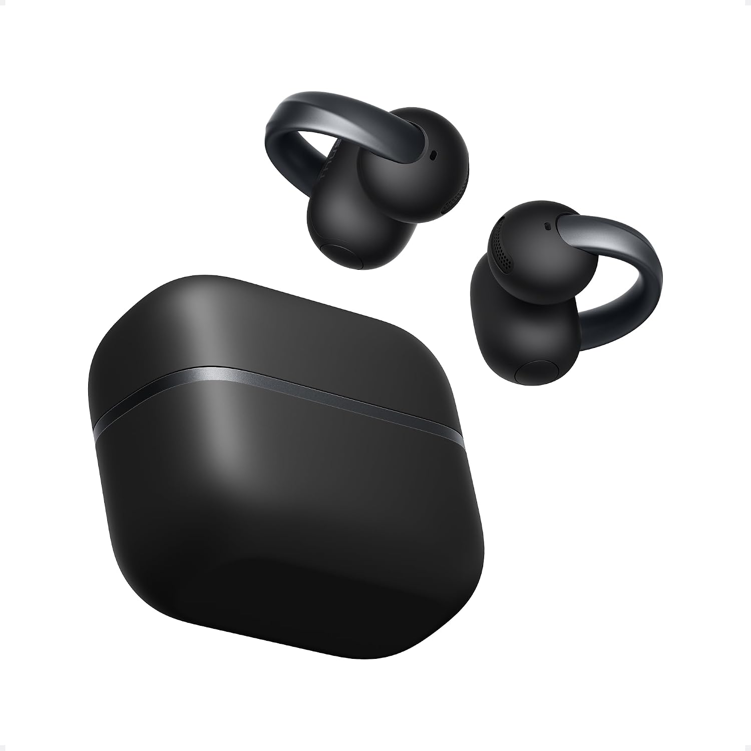 Alt View 1. Soundcore - Soundcore Anker AeroClip 2 Open-Ear Clip-On Earbuds for Crystal-Clear Calls - Midnight Black.