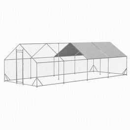 RYHNUYNE - Large Metal Chicken Coop, Walk-in Chicken Run with Waterproof Cover, Galvanized Wire Poultry Cage for Ducks & Rabbits