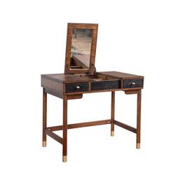 Alpine Furniture - Belham Bedroom Vanity - Two Tone - Dark Walnut & Black