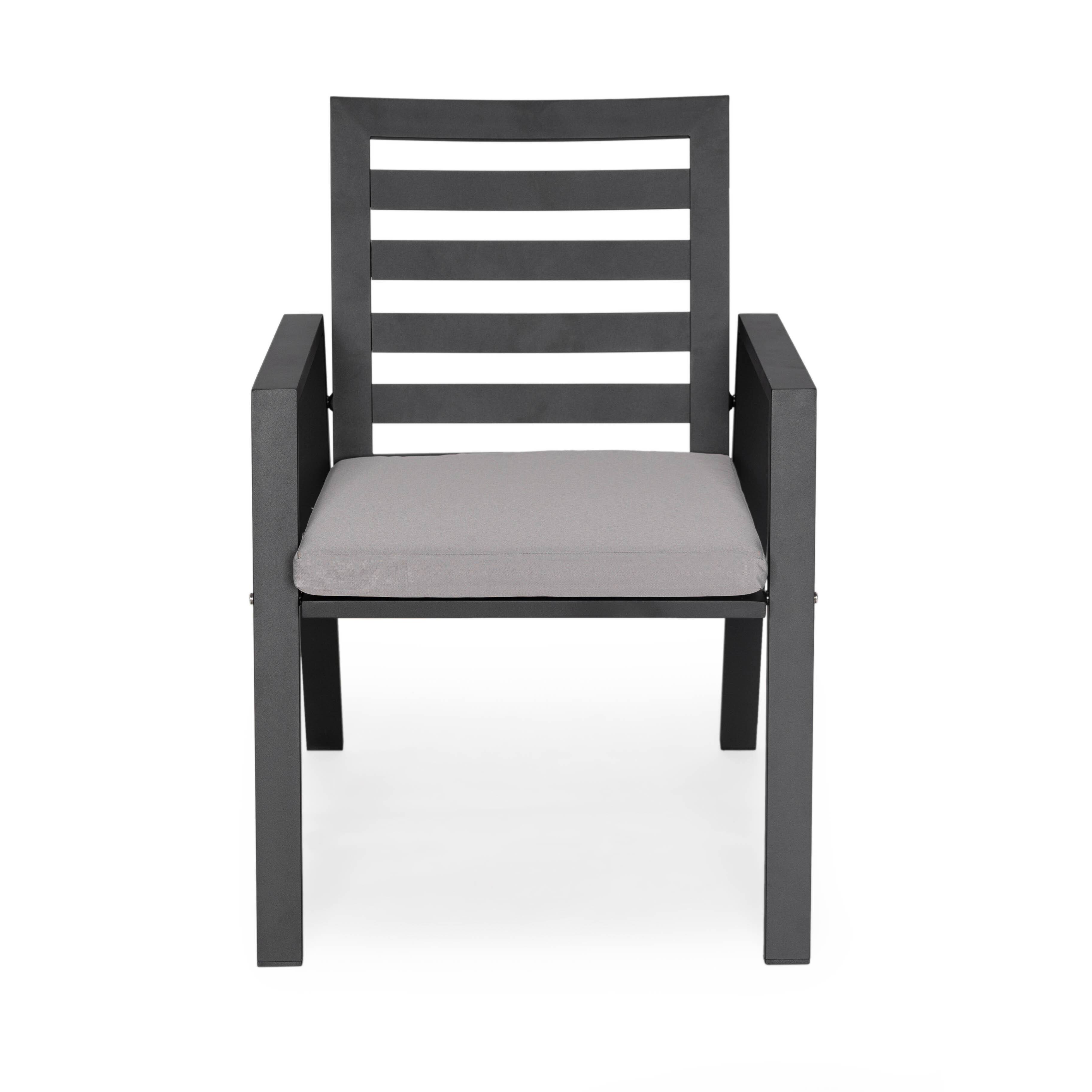 Alt View 3. LeisureMod - Chelsea 2-PCS Modern Outdoor Patio Dining Chair with Removable Washable Cushion - Aluminum Frame - Light Grey.