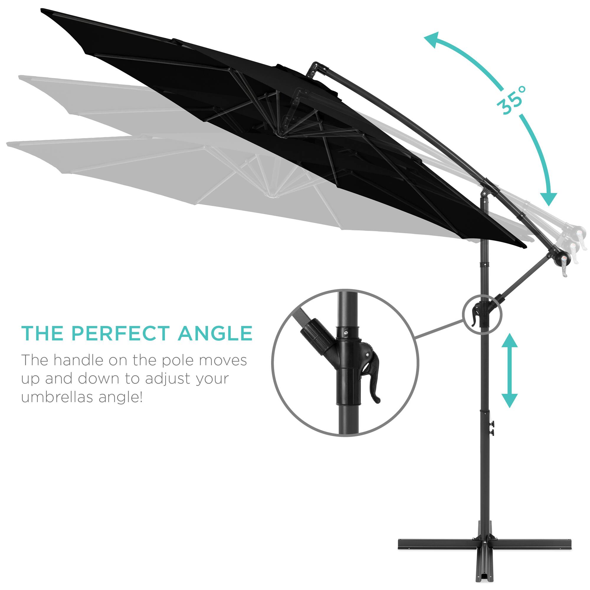 35°

THE PERFECT ANGLE

The handle on the pole moves up and down to adjust your umbrella's angle!