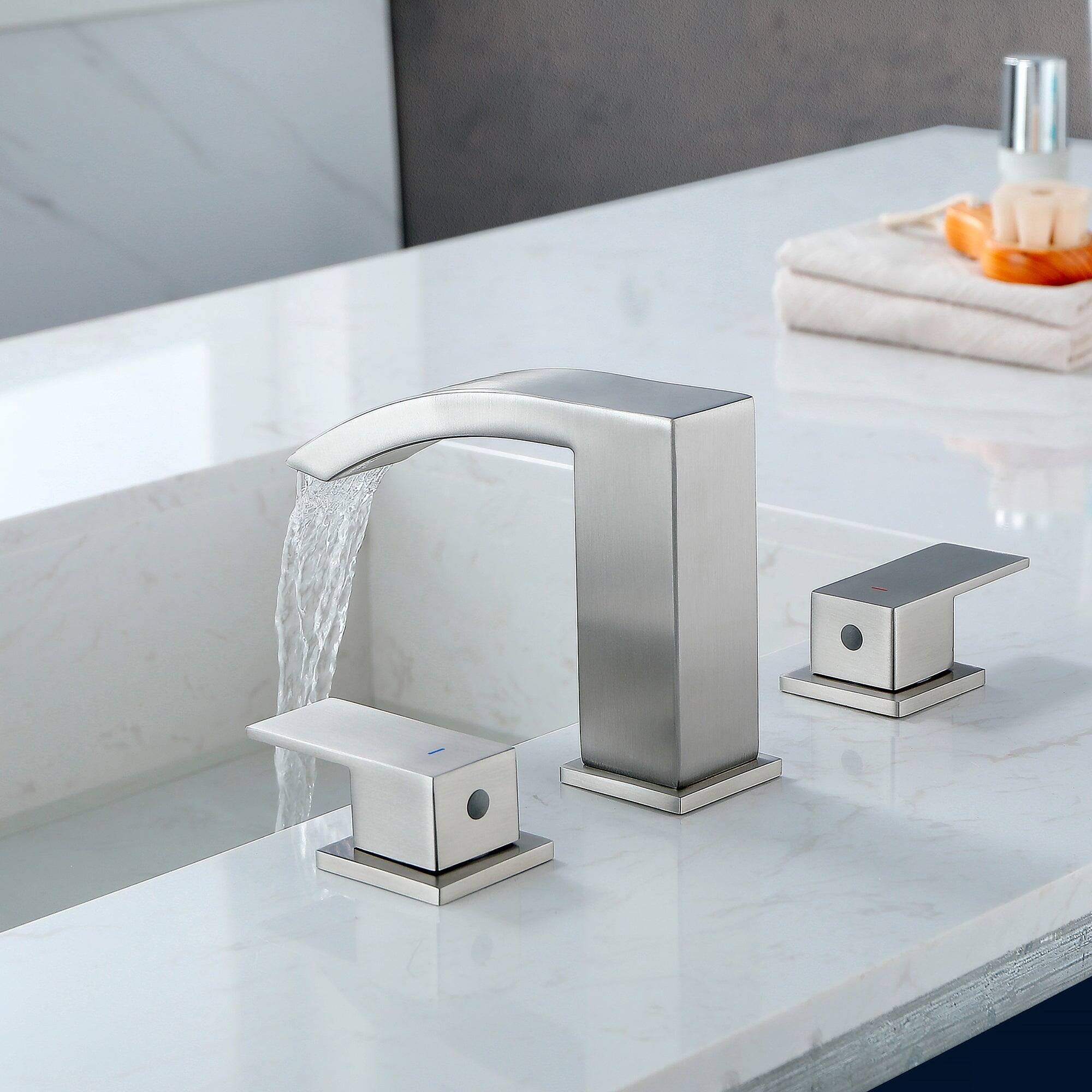 Alt View 9. Boyel Living - 8 in Widespread Double Handle 1.2 GPM Bathroom Faucet with Quick Connect Hose and Pop Up Drain in Brushed Nickel - Brushed Nickel.