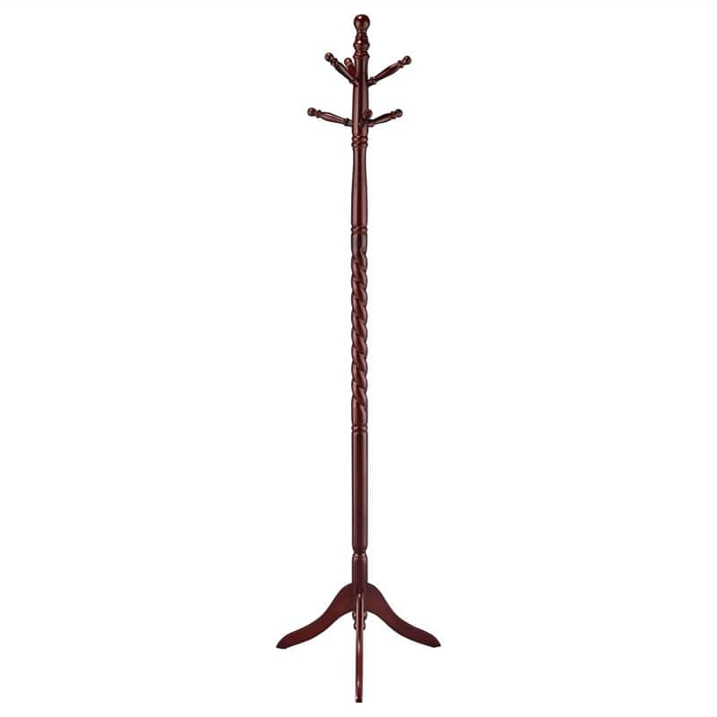 ALEXOUN - Coat Rack with Twisted Post - Freestanding Solid Wood Hanger Stand, 12 Hooks Entryway Furniture, 1pc - Brown
