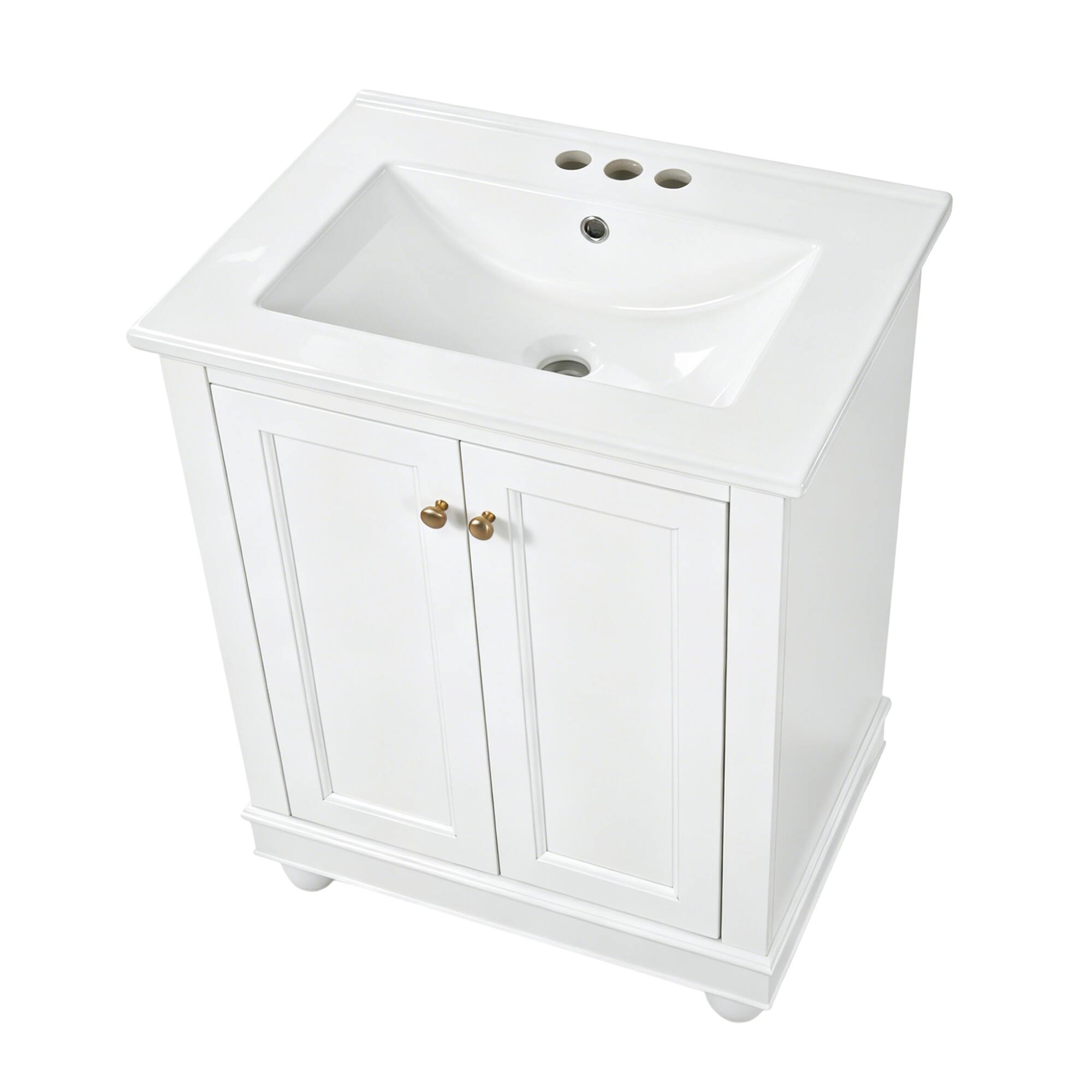 Left. Whisen - 24" Modern Bathroom Vanity Cabinet with Sink Adjustable Shelf and Soft-Closing Hinges Storage - White.