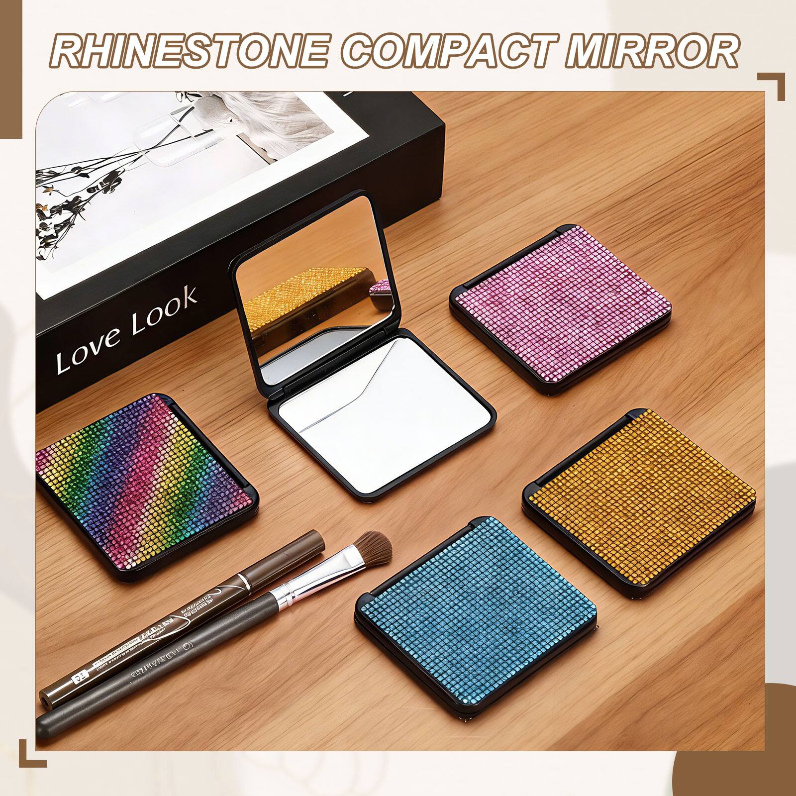 RHINESTONE COMPACT MIRROR  
Look Love