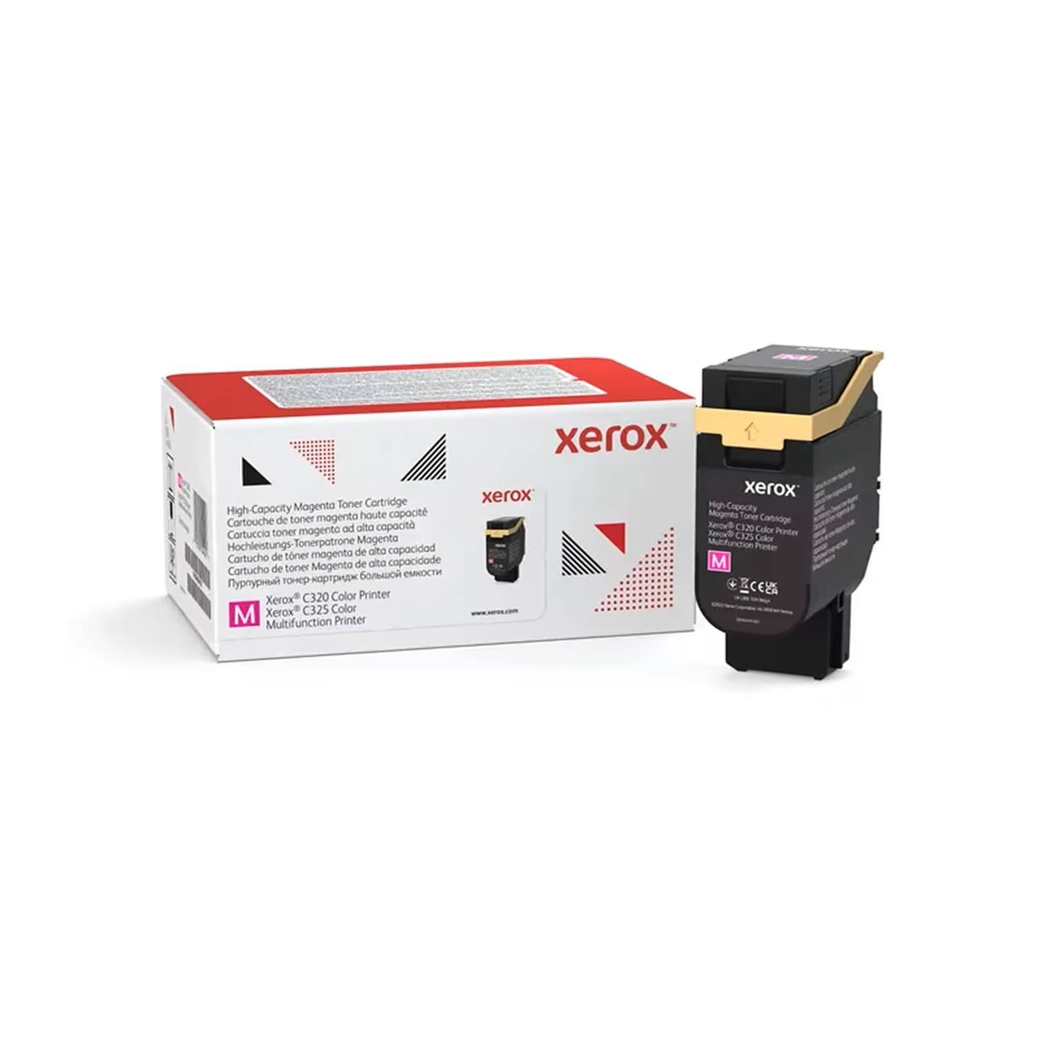 Magenta Toner Cartridge High-Capacity  
Cartouche de toner magenta haute capacité  
Cartucho de toner magenta de alta capacidad  
Cartucho de toner magenta de alta capacidad  
Cartouche de toner magenta haute capacité  
Cartucho de toner magenta de alta capacidad  
Cartucho de toner magenta de alta capacidad  
Cartucho de toner magenta de alta capacidad  

Xerox C320 Color Printer  
Xerox C325 Color Multifunction Printer  

Xerox High-Capacity Magenta Toner Cartridge  
Xerox C120 Color Printer  
Xerox C325 Color Multifunction Printer