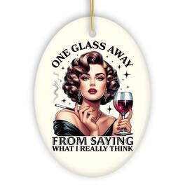 OrnamentallyYou - One Glass Away Ornament Sassy and Elegant Retro Holiday Gift and Decoration - Multi-colored