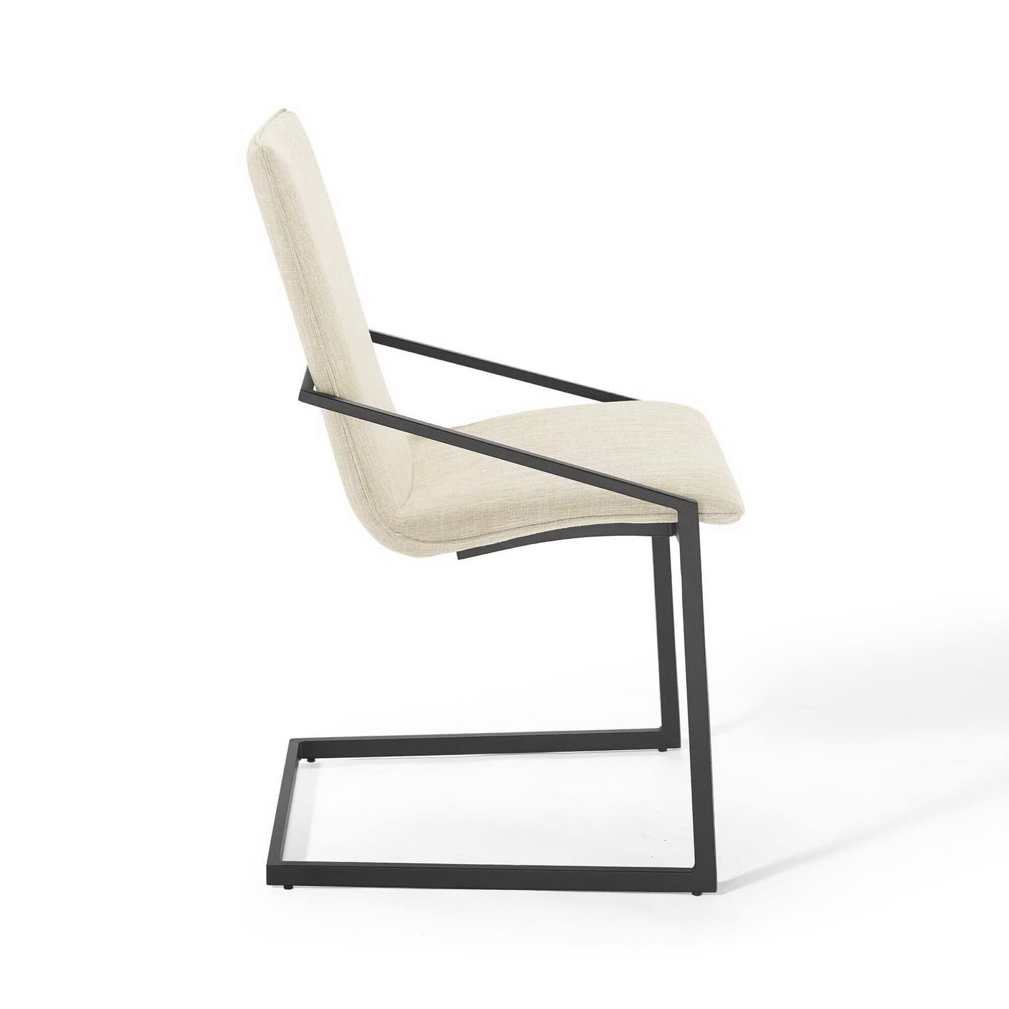 Alt View 2. Modway - Pitch Upholstered Fabric Dining Armchair by Modway - Black Beige.