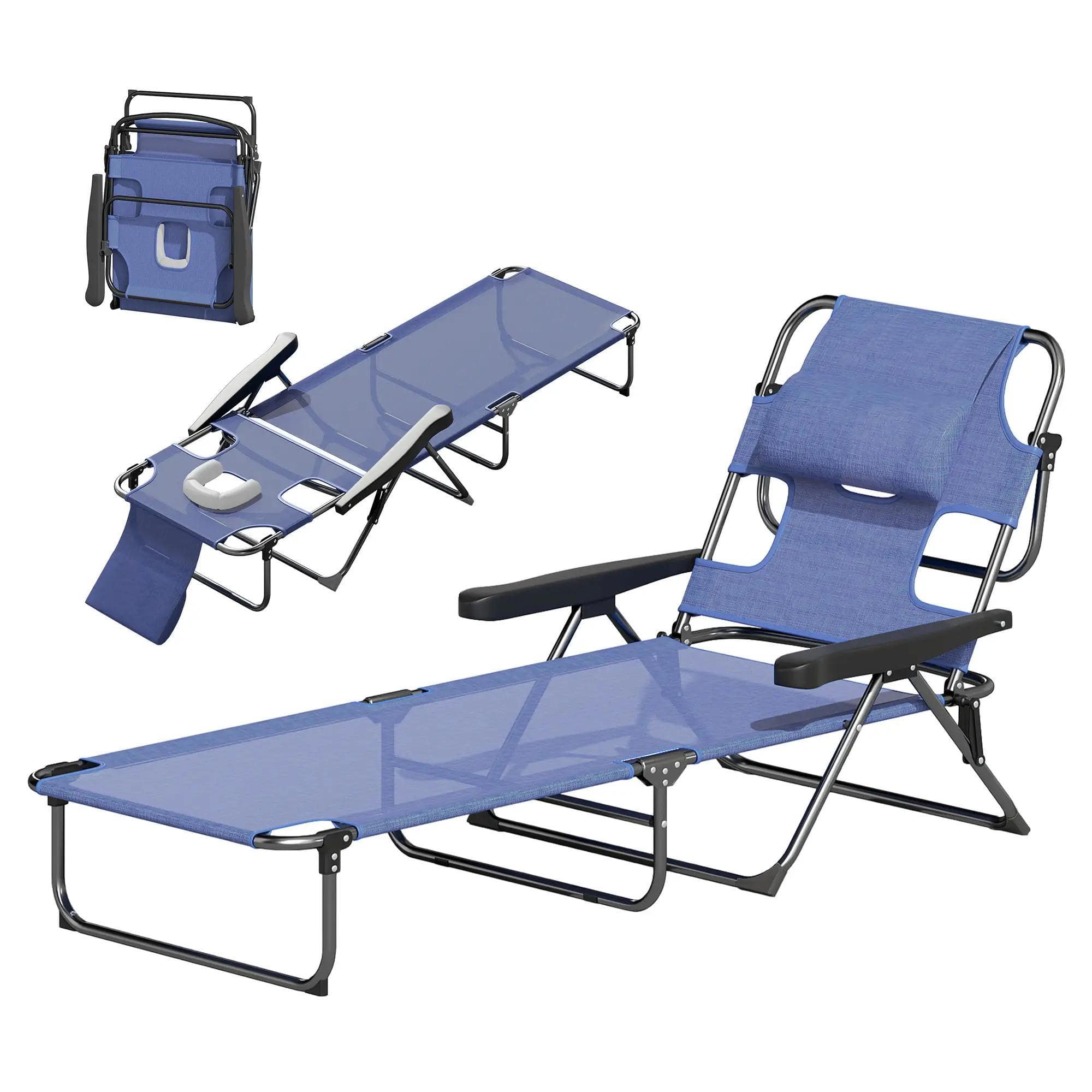 Spaco - Folding Lounge Chair with Reclining Back - Gray