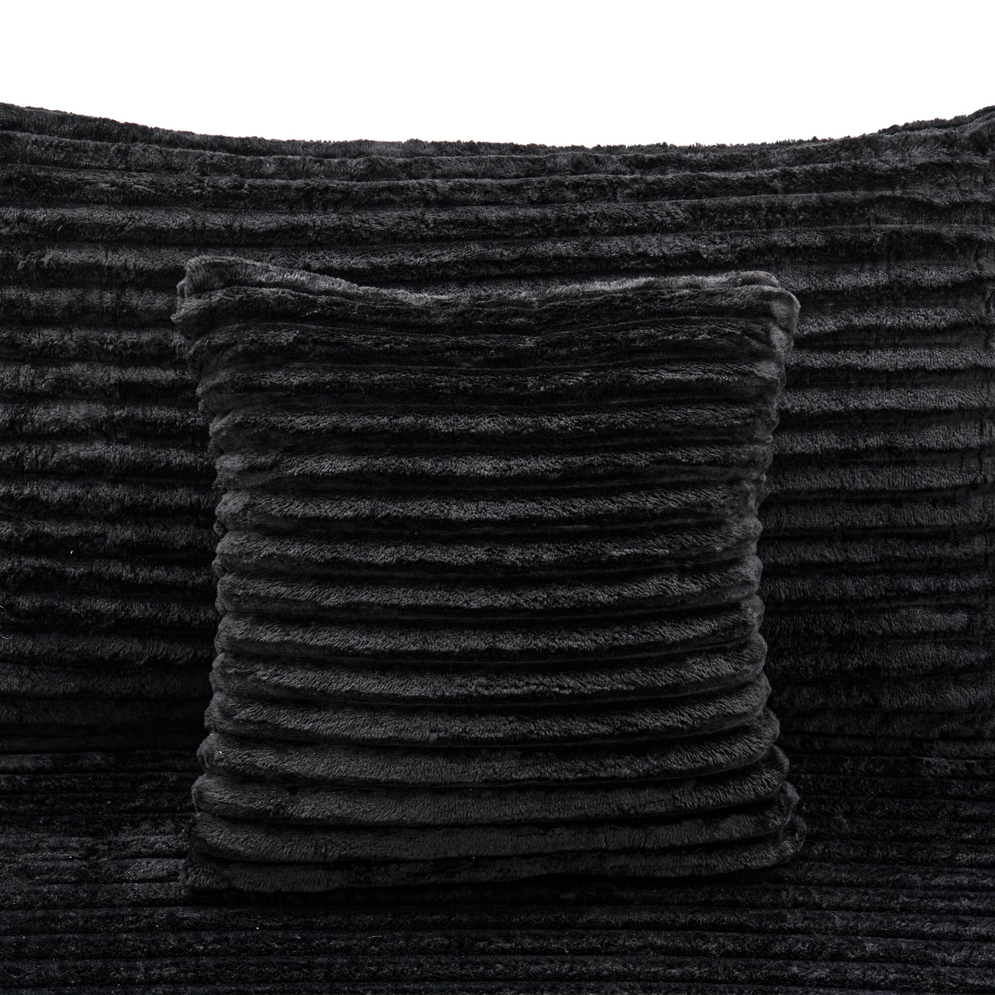 Alt View 4. FUFU&GAGA - Modular Corduroy L-Shaped Sectional Sofa with Chaise, High-Density Foam Cushions and Matching Pillows - Black.