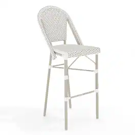 Martha Stewart - Lily Pond All-Weather Stackable Patio Bistro Bar Stool - Gray & White/Gray Frame