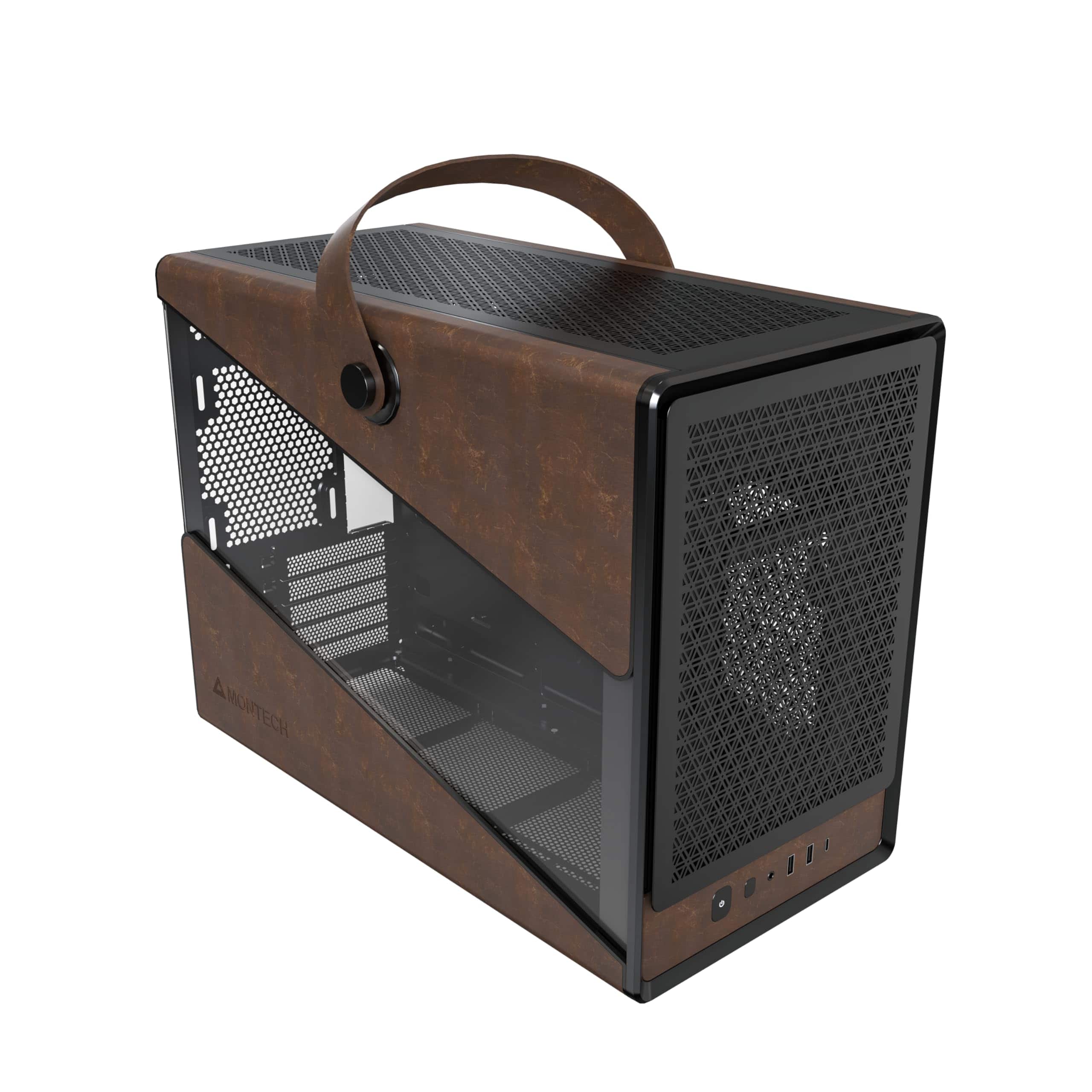 Montech - Heritage microATX Mini-ITX Tempered Glass Leather Finish Case - Black