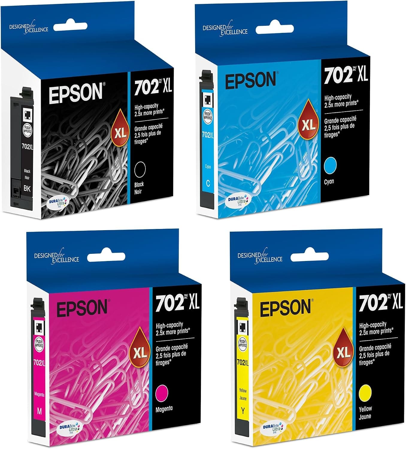 Epson - T702XL High Yield Ink Cartridges, 4/Pack - Black | Cyan | Magenta | Yellow