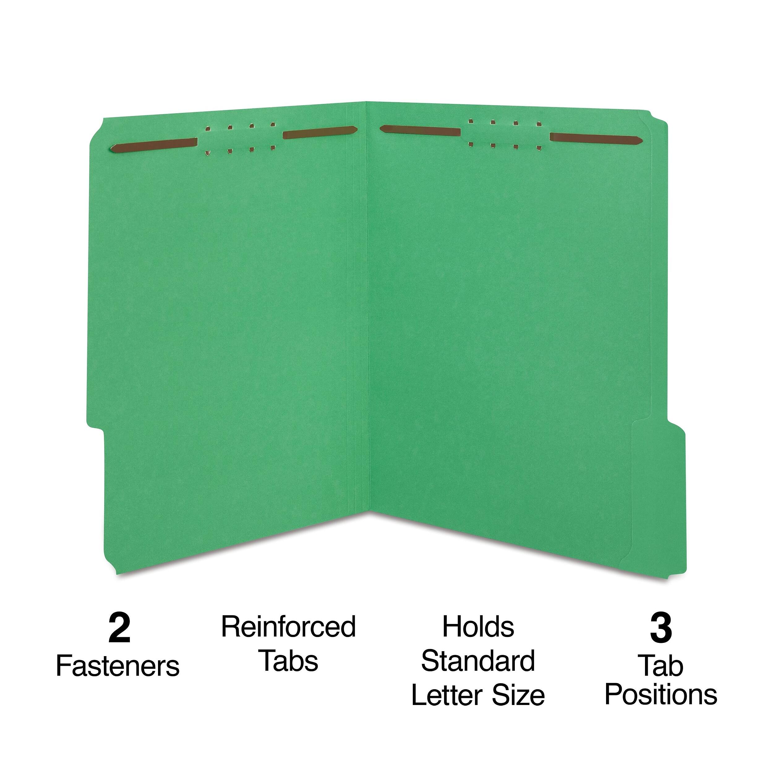 2 Reinforced Fasteners Tabs  
Holds Standard Letter Size  
3 Tab Positions