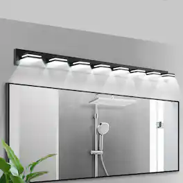 LUCKY ONE - 8-Light LED Vanity Light, Wall Mount Sconce for Bathroom Mirror, Sleek Minimalist Design - Black