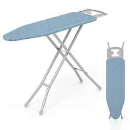 SKONYON - Heavy Duty Ironing Board with Large Surface Anti Slip Feet and Adjustable Height - Blue