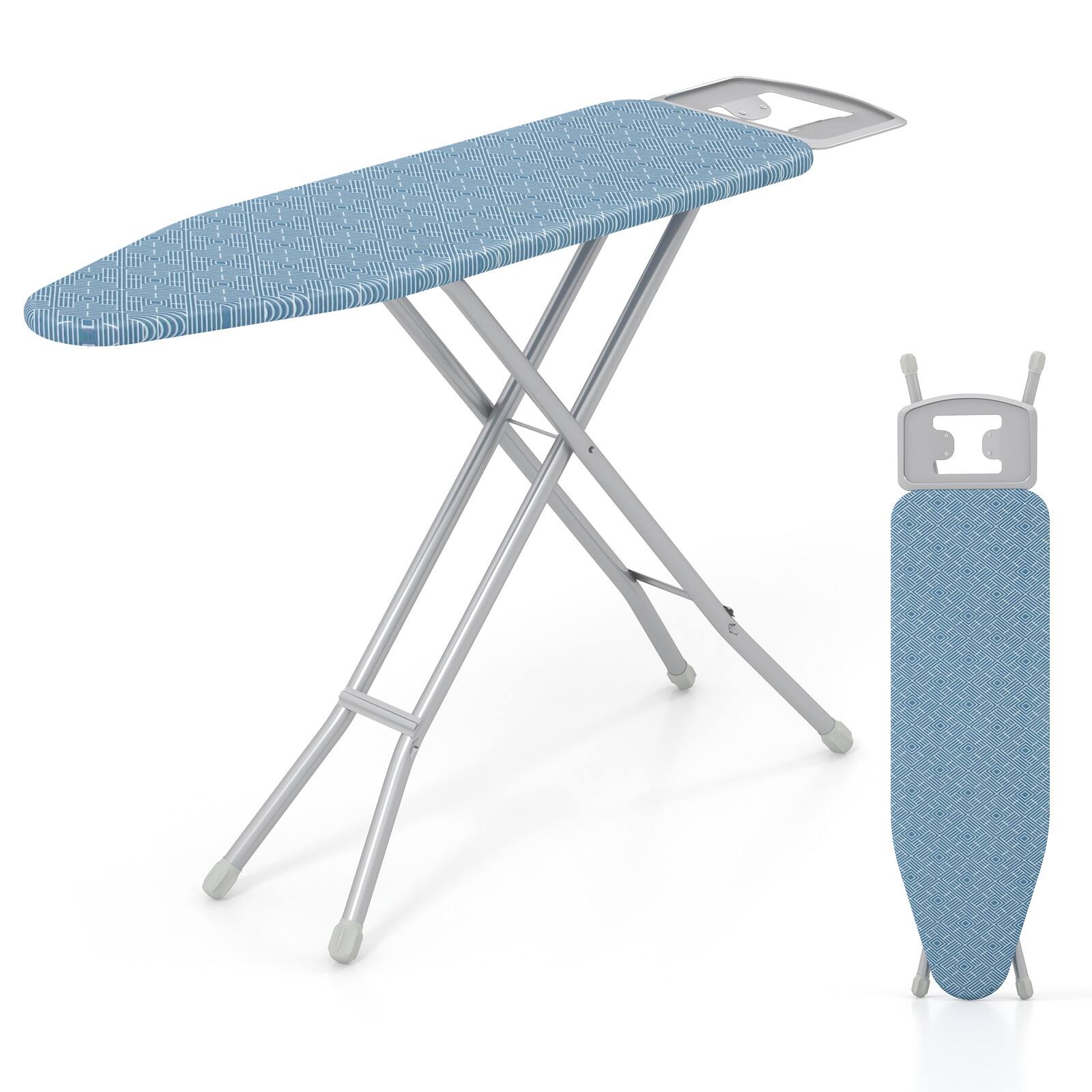 Front. SKONYON - Heavy Duty Ironing Board with Large Surface Anti Slip Feet and Adjustable Height - Blue.