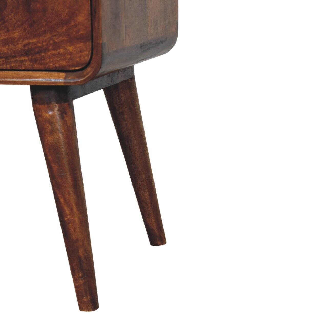 Alt View 4. Artisan Furniture - Artisan Furniture Solid Wood Avora 3-Drawer Chestnut Nightstand, Nordic Legs, Brown - Brown.