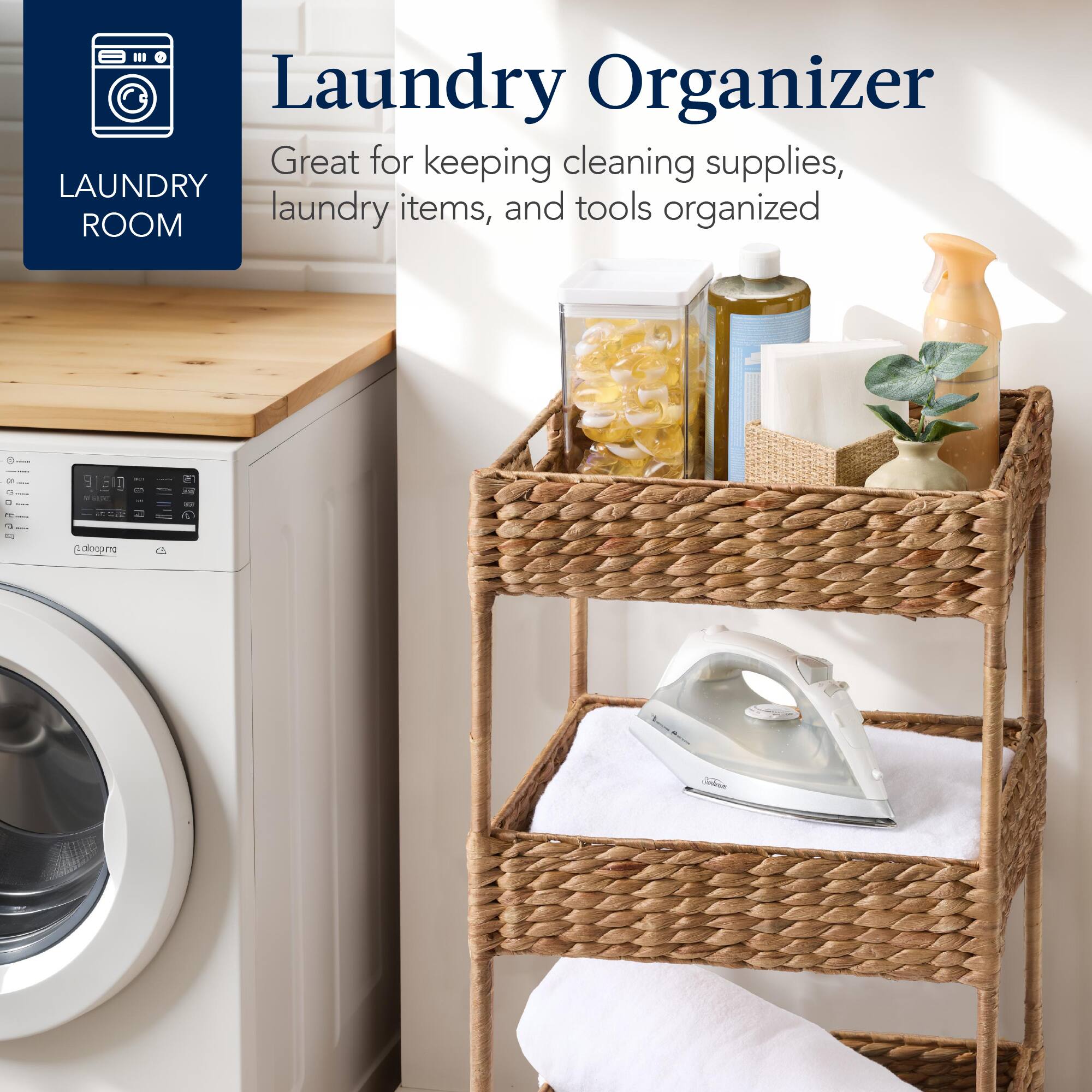 Laundry Organizer  
Great for keeping cleaning supplies, laundry items, and tools organized  

Laundry Room