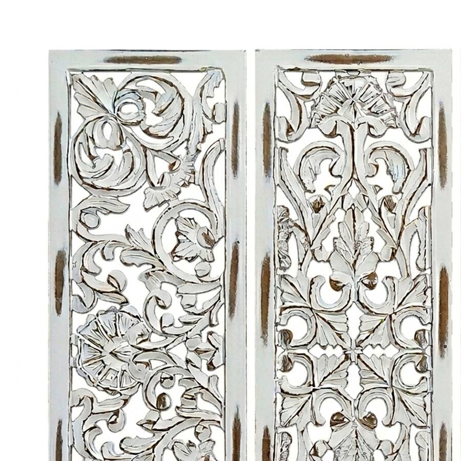 Manhattan Lane Leva 3pc Wood Wall Decor Set, Moroccan Floral Carving ...