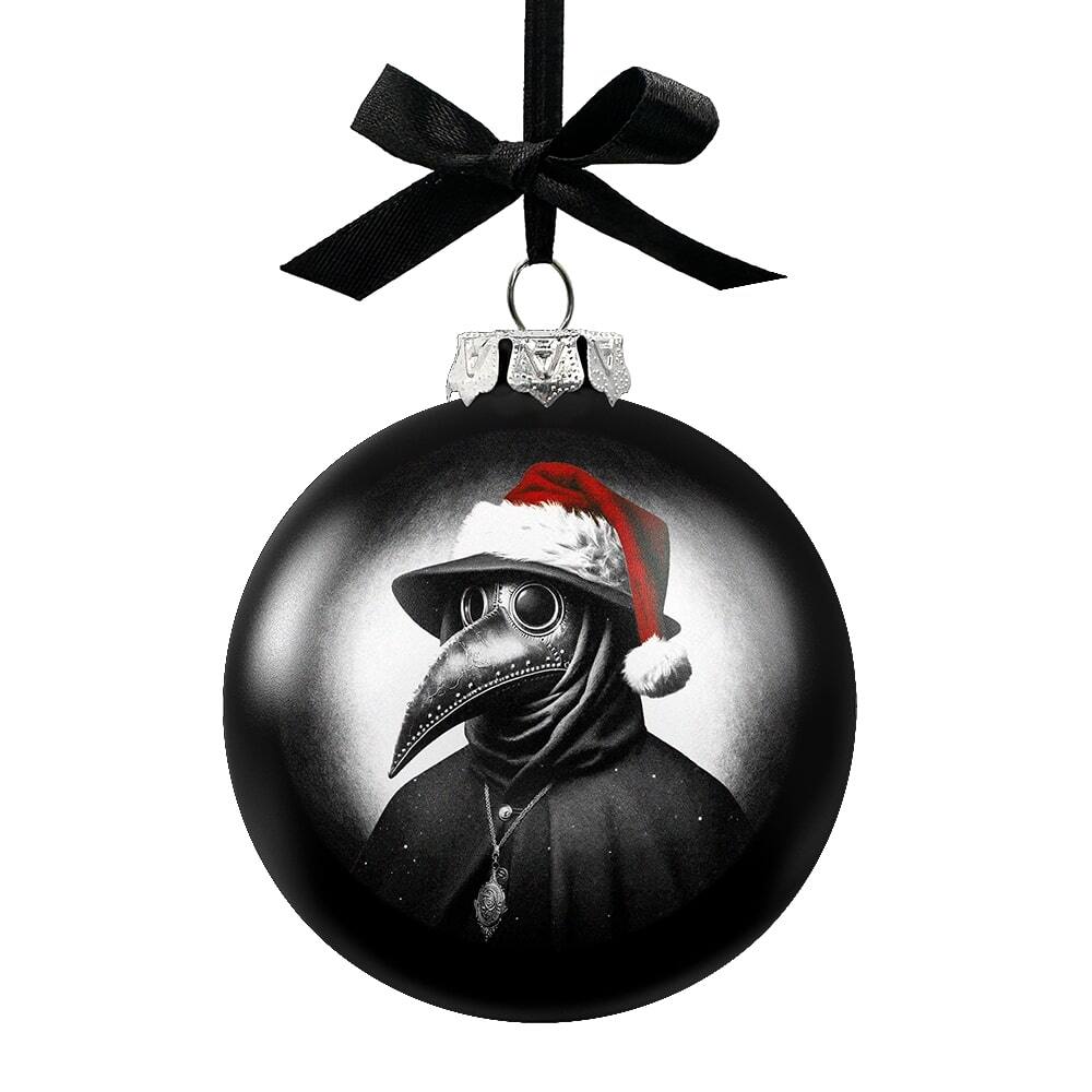 Front. OrnamentallyYou - Plague Doctor Glass Christmas Ornament - Multi-colored.