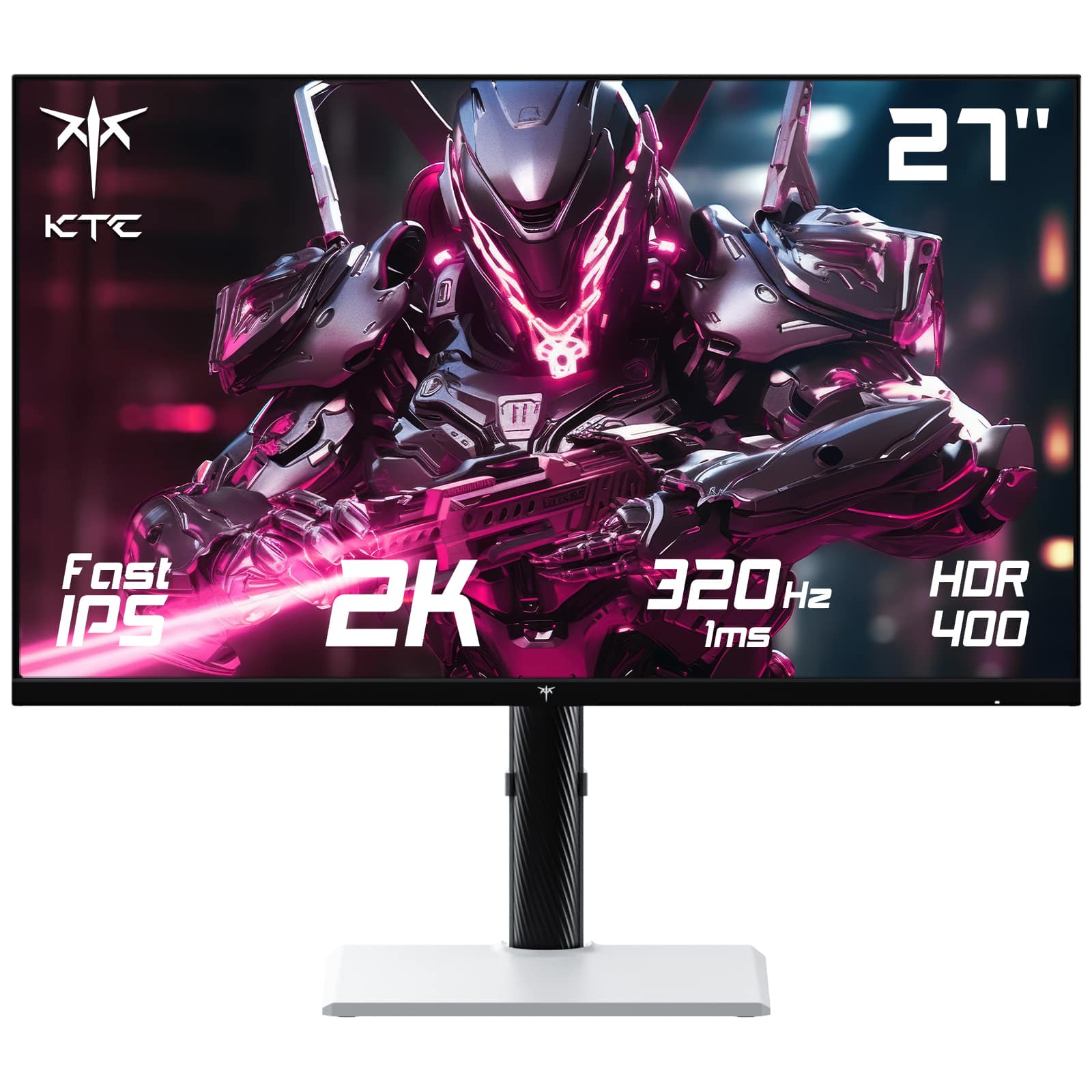 Sure, here is the corrected and grouped text from the image:
- **KTC**
- **27"**
- **Fast IPS**
- **2K**
- **320Hz**
- **1ms**
- **HDR 400**