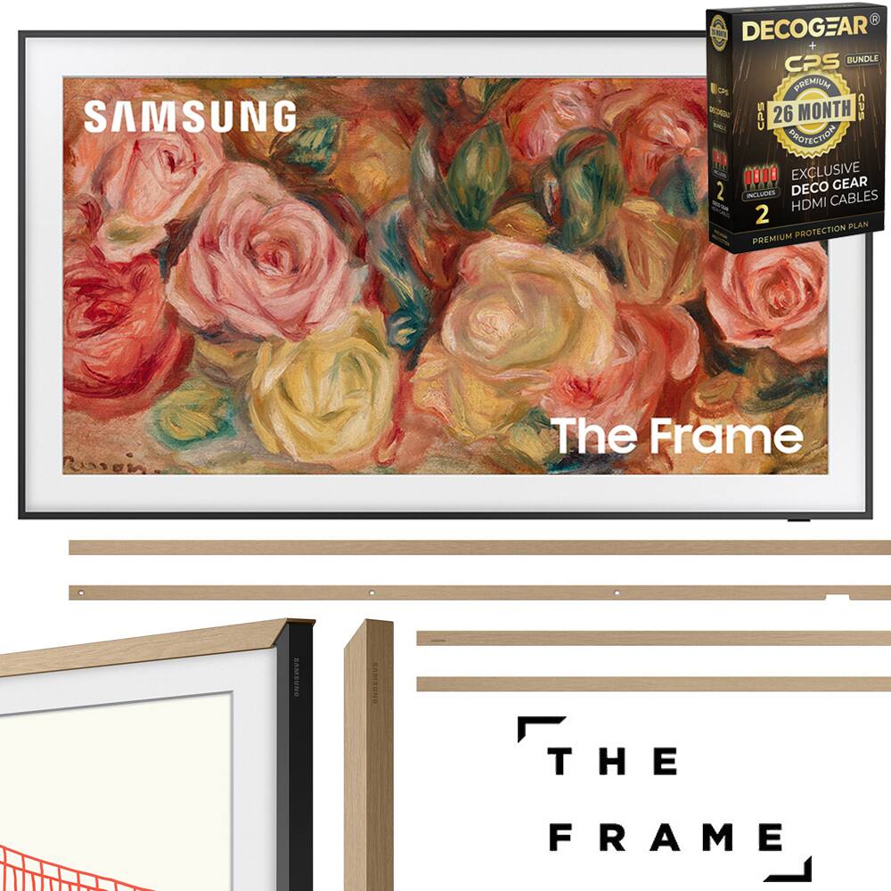 SAMSUNG  
The Frame  

DECOCGEAR + CPS BUNDLE  
26 MONTH CPS PROTECTION  
EXCLUSIVE DECO GEAR HDMI CABLES  
PREMIUM PROTECTION PLAN  

THE FRAME