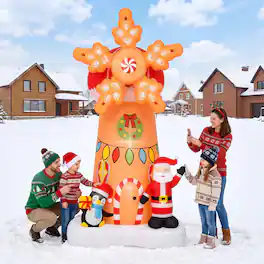 Wisairt - 8FT Giant Christmas Inflatable Santa Claus and Rotatable Windmill Outdoor Yard Decoration with Built-in LED lihgts - Green|White|Red