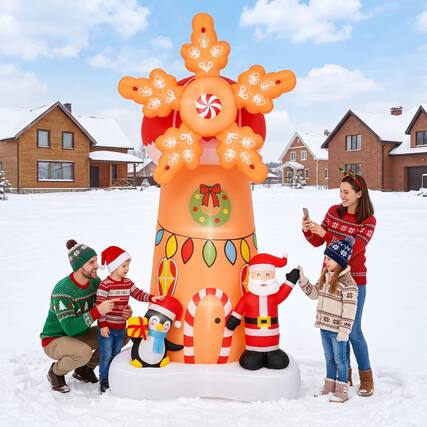 Front. Wisairt - 8FT Giant Christmas Inflatable Santa Claus and Rotatable Windmill Outdoor Yard Decoration with Built-in LED lihgts - Green|White|Red.