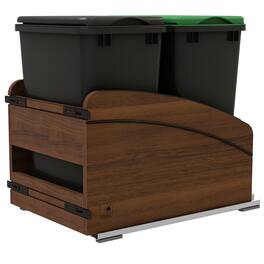 Rev-A-Shelf - Double Pullout Waste Container, Soft-Close, 35 qt, Black - Walnut