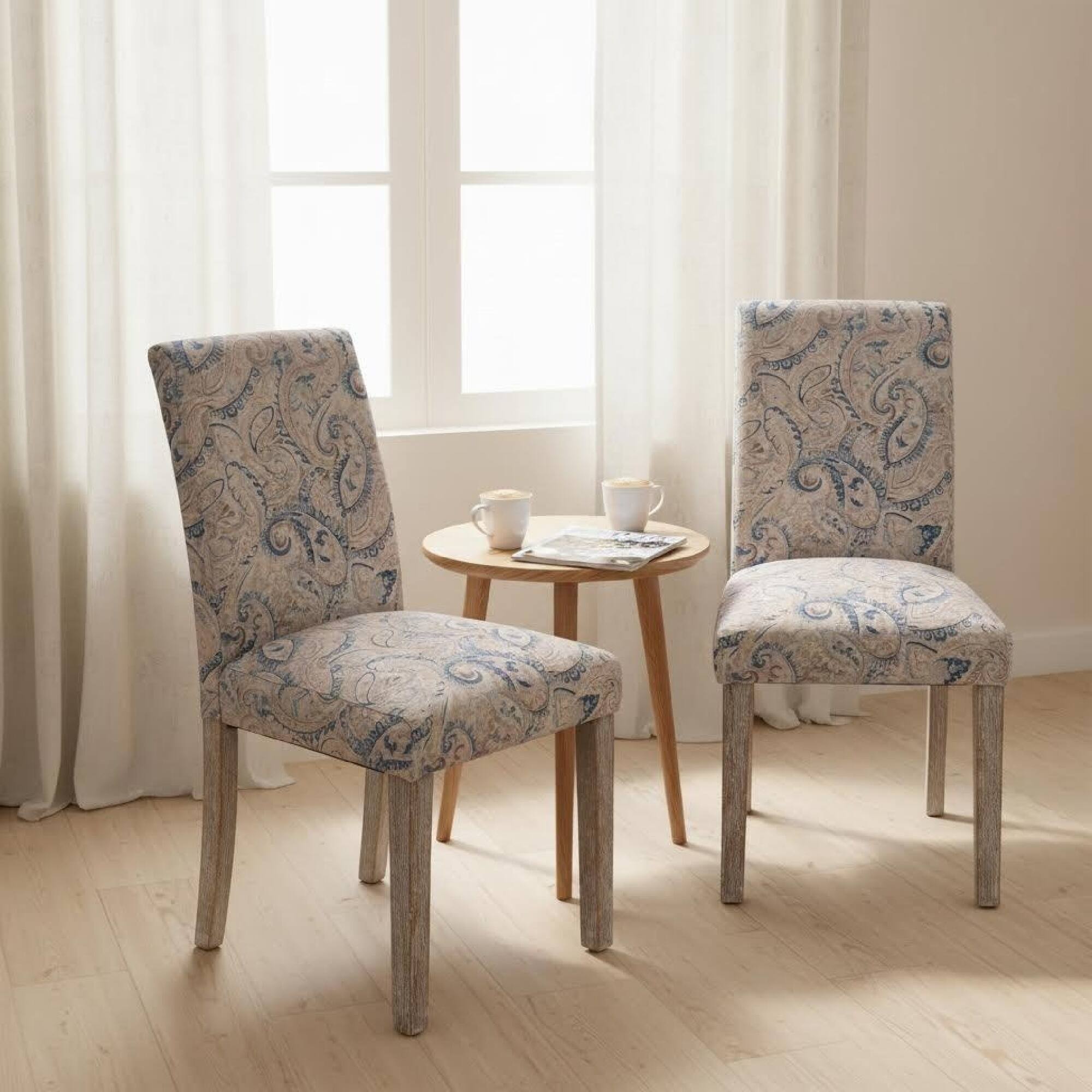 Front. FERPIT - FERPIT 2 Pack Stylish Modern Upholstered Dining Chairs, Paisley - Paisley.