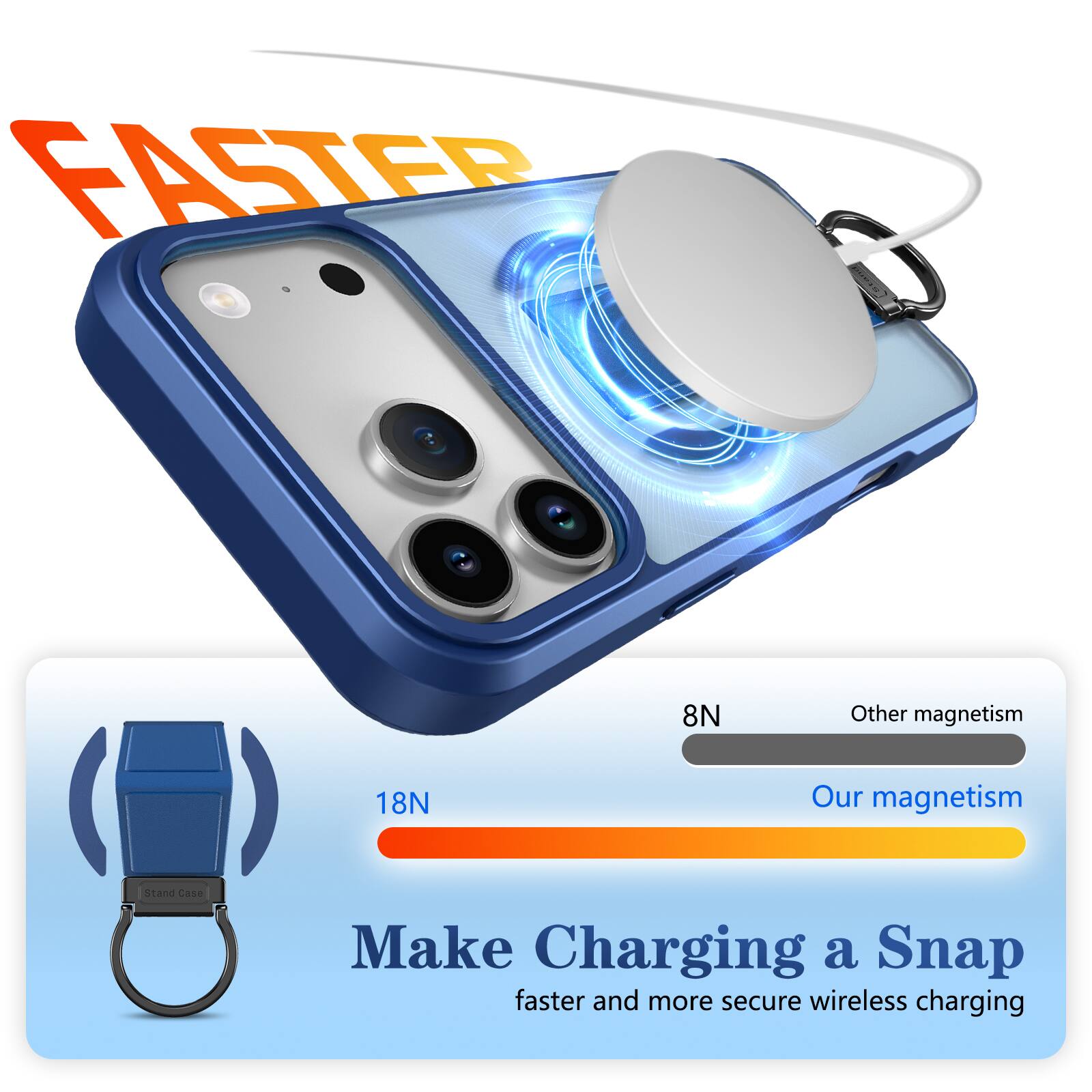 FASTER

8N Other magnetism  
18N Our magnetism

Make Charging a Snap  
faster and more secure wireless charging