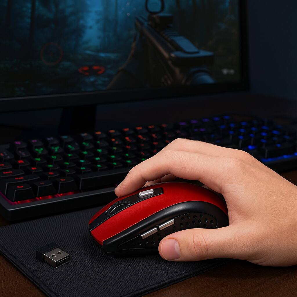 Alt View 3. Sanoxy - Sanoxy 2.4GHz Wireless Optical Mouse Mice & USB Receiver For PC Laptop Computer DPI Red - Red.