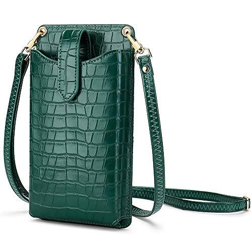 Front. Vulpecula Spade - Small Crossbody Cell Phone Purse for Women, Lightweight Mini Small Crossbody Bags for Women with Card Slots - 27-b-green Croc.