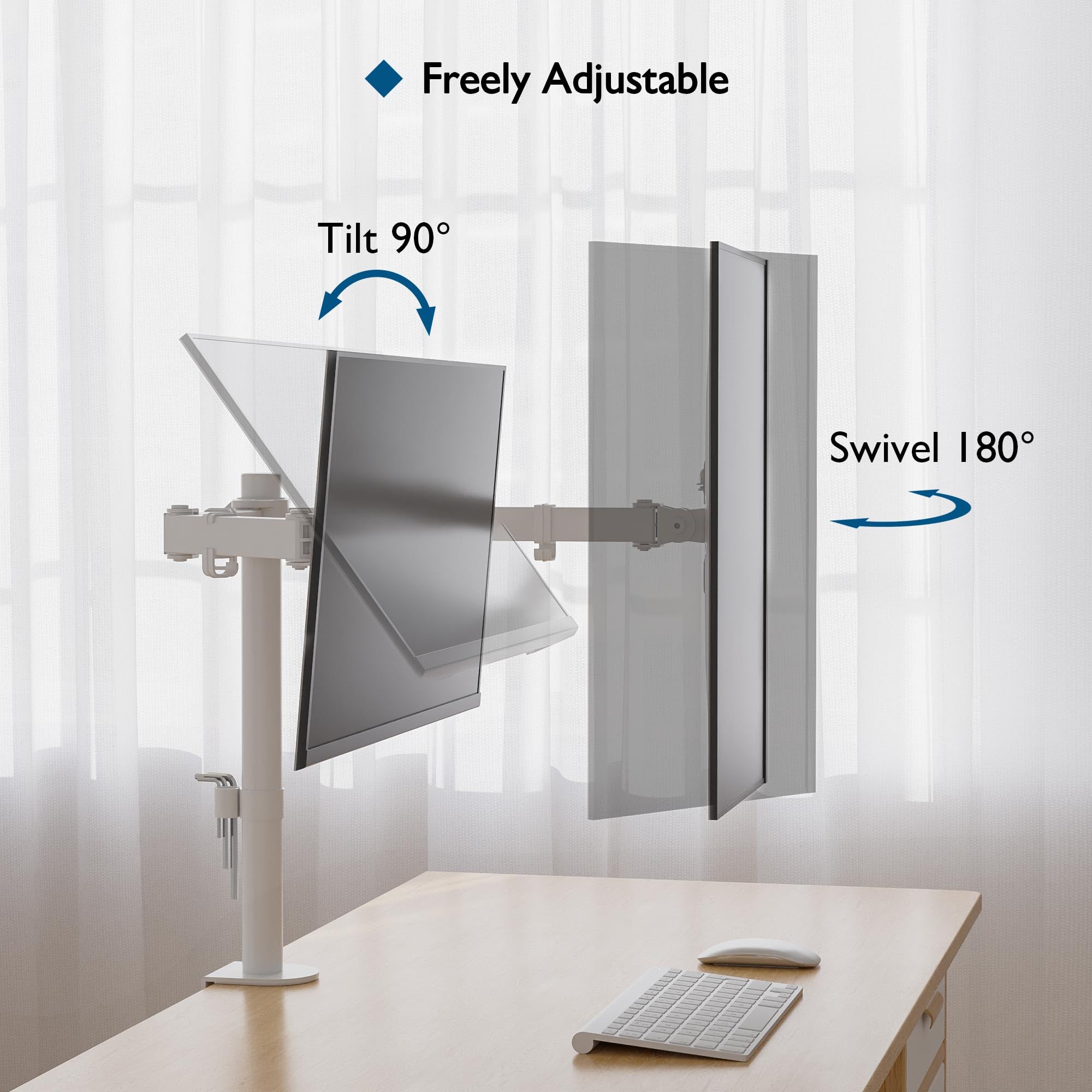 Freely Adjustable

- Tilt 90°
- Swivel 180°