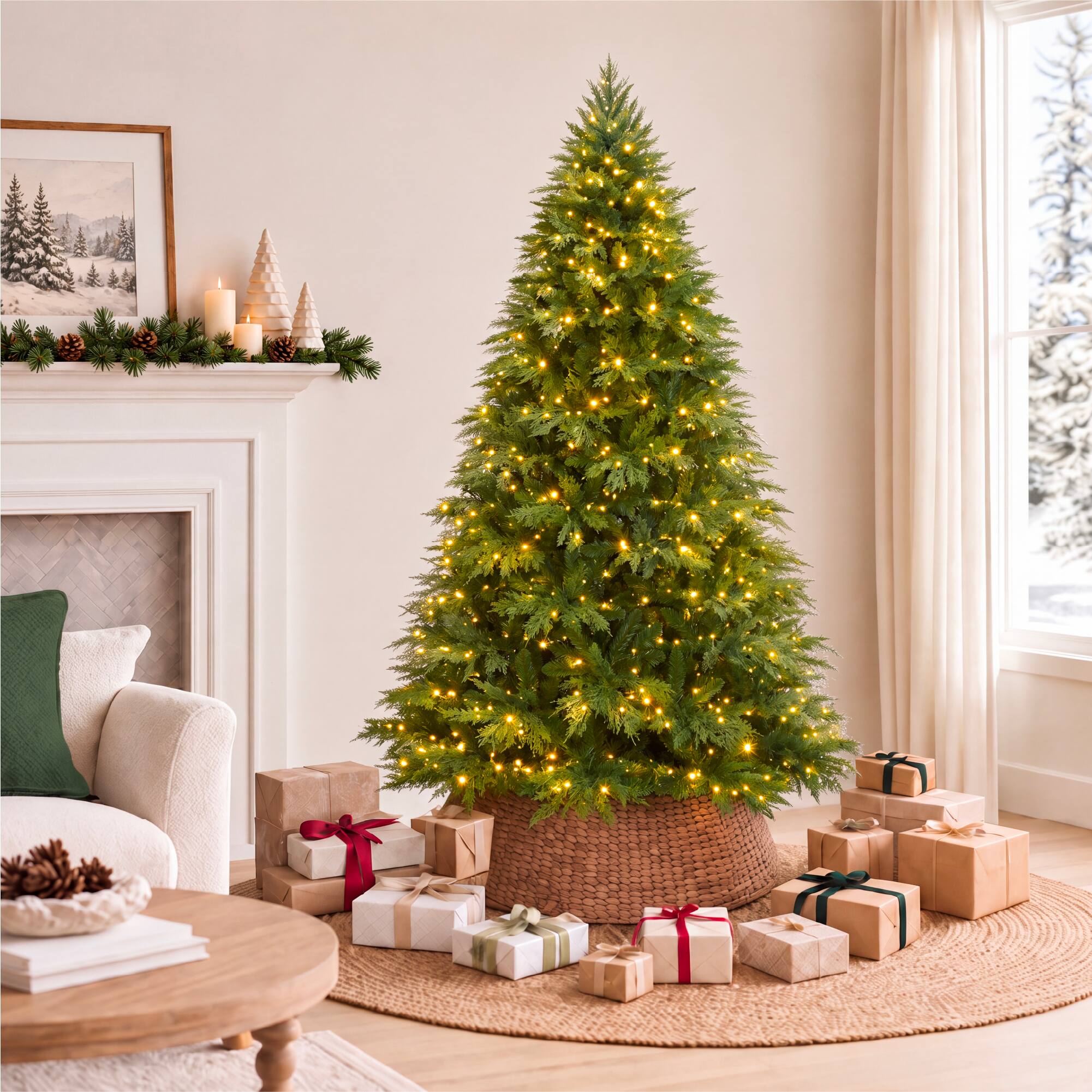 Alt View 6. Best Choice Products - Pre-Lit Cedar Cypress Christmas Tree w/ Twinkling Lights - Green.