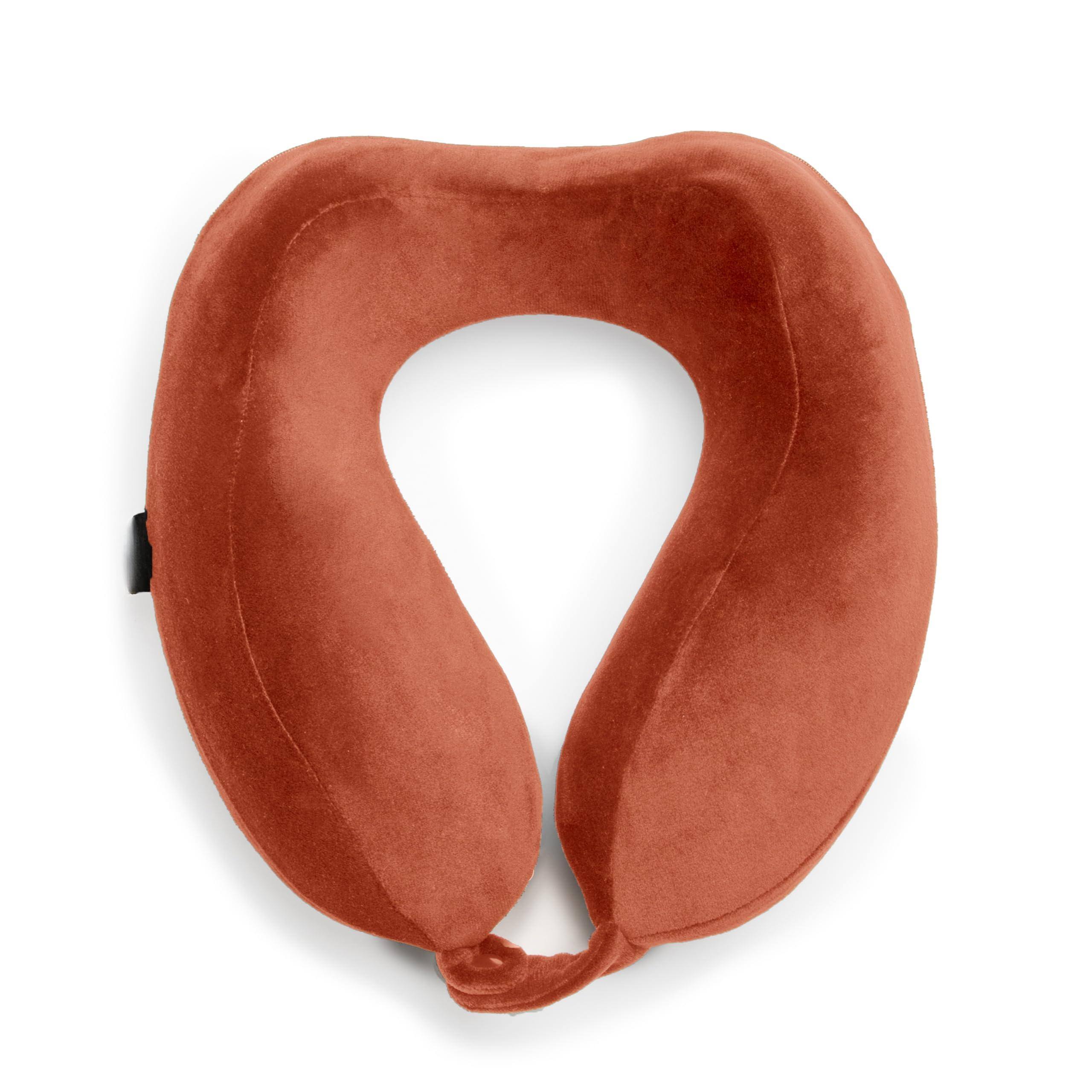 Front. Pacoar Cade - Neck Travel Pillow - Lightweight Contoured Memory Foam Stuffable For Sleeping Car & Airplane Size One Black Contoured - Terra Cotta-One Size.
