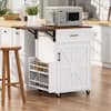 Front. Whisen - 39" Farmhouse Kitchen Island Cart with Drop Leaf, Storage Cabinet, Drawer, Rolling Wheels for Kitchen - White.