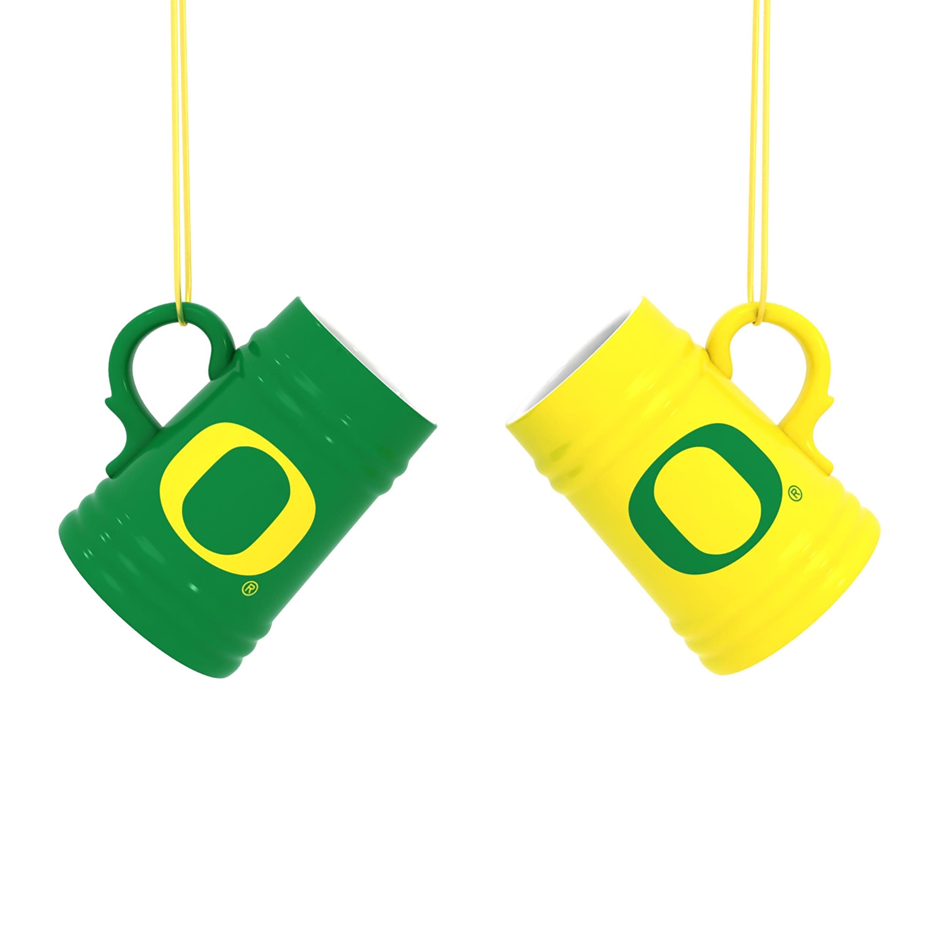 Front. Evergreen Enterprises - Oregon Ducks Two-Pack 3" Mini Stein Ornament Set - Multicolor.