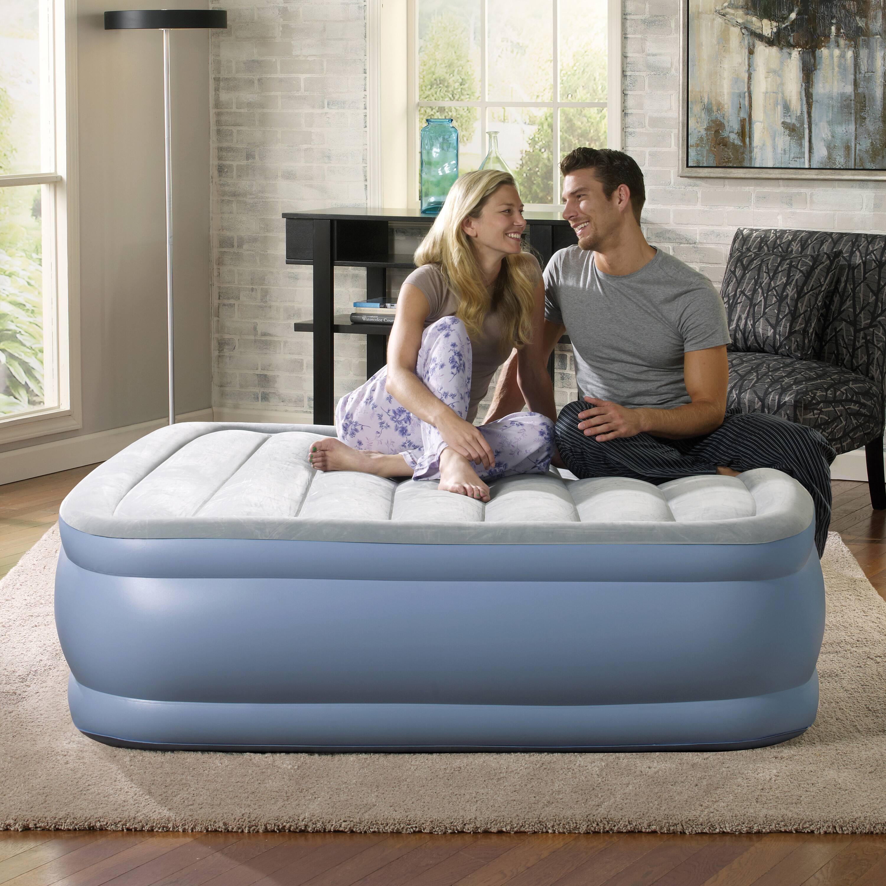 Alt View 3. Beautyrest - 17" Hi Loft  Air Mattress, Raised Inflatable Blow-Up Bed, Powerful Pump, Adjustable - Light Blue.